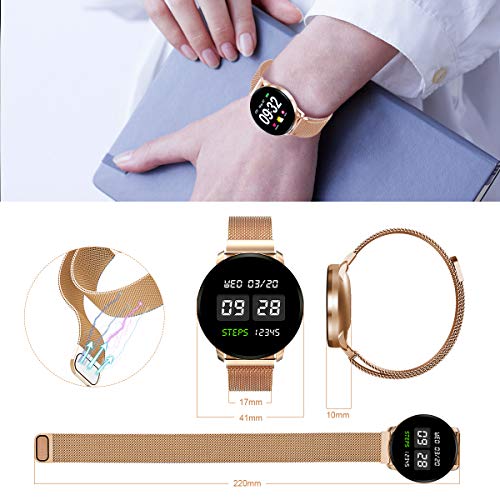 GOKOO Smartwatch Fashion para Hombre Mujer Impermeable Reloj Inteligente Monitores de Actividad Fitness Tracker con Monitor de Sueño Pulsómetros Podómetro Compatible con iOS Android