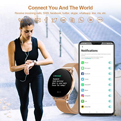 GOKOO Smartwatch Fashion para Hombre Mujer Impermeable Reloj Inteligente Monitores de Actividad Fitness Tracker con Monitor de Sueño Pulsómetros Podómetro Compatible con iOS Android