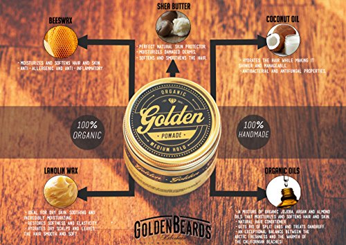 Golden Beards 100ML Pomada para el pelo Orgánica y Natural con BASE DE ACEITE Y CERA 100 ml