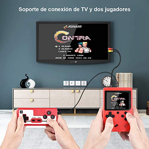 GOLDGE 2pcs Consola de Juegos Portátil para Niños, Consola Retro Juegos Clásicos Compatible con Salida de TV y Pantalla a Color de 3 Pulgadas con Batería Recargable Regalo de Cumpleaños