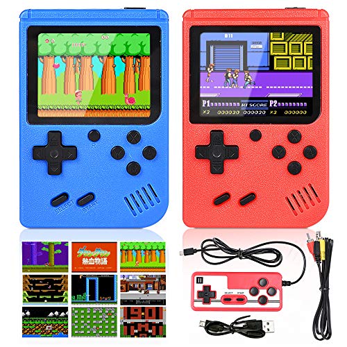 GOLDGE 2pcs Consola de Juegos Portátil para Niños, Consola Retro Juegos Clásicos Compatible con Salida de TV y Pantalla a Color de 3 Pulgadas con Batería Recargable Regalo de Cumpleaños