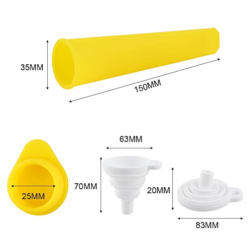 GOLDGE 7psc Moldes para Helados y Embudo Plegable de Silicona, Fabricantes de Paletas de Hielo para Hacer Polos de Hielo Helado Zumo Batido Yogur