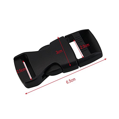 GOLRISEN Cinta de Nylon 1 Rollo 10 yardas x 25 mm, 12 Hebillas de Plástico, Cinta Nylon Negra Suave y Resistente, Como Asa para Bolsas, Correa para Mochila o para Hacer Collares de Perro