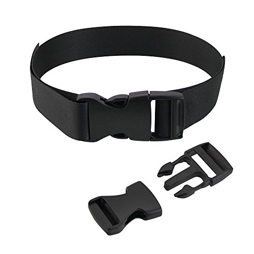 GOLRISEN Cinta de Nylon 1 Rollo 10 yardas x 25 mm, 12 Hebillas de Plástico, Cinta Nylon Negra Suave y Resistente, Como Asa para Bolsas, Correa para Mochila o para Hacer Collares de Perro