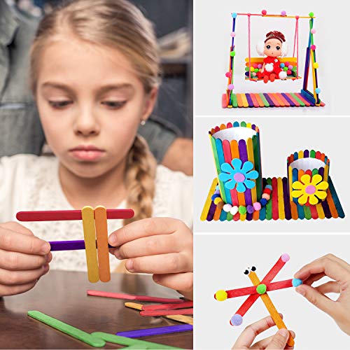 GoMaihe 600 Piezas Palos, Palos de Madera Palitos de Madera Natural de Alta Calidad, Adecuado para Paletas Caseras, Depilación con Cera, DIYartesanías, Diseños Creativos, Madera