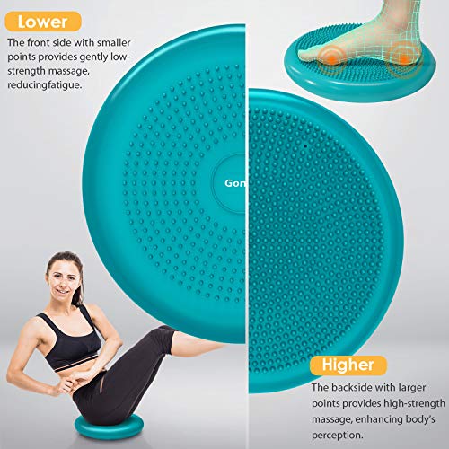Gonex Cojín de Equilibrio Bomba Incluida para Fitness Yoga Pilates Deportes Ejercicios de Espalda Gimnasio, Asiento de Maniobra Cojin Hinchable Balance Disco para Mejorar Postura, Ø 34cm