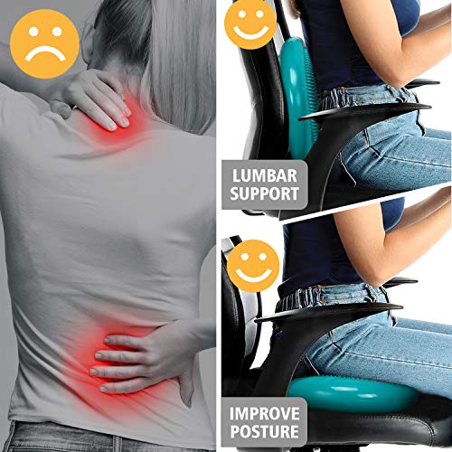 Gonex Cojín de Equilibrio Bomba Incluida para Fitness Yoga Pilates Deportes Ejercicios de Espalda Gimnasio, Asiento de Maniobra Cojin Hinchable Balance Disco para Mejorar Postura, Ø 34cm