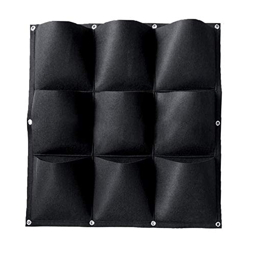 GOODGDN Bolsas para Plantar en la Pared, Plantador Verde Vertical del Crecimiento con 9 Bolsillos, Planta Que Cuelga Bolsos de la Flor Que Cuelgan para Balcón Pared de la Pared Jardín (Negro)