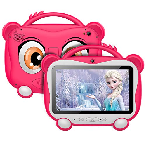 GOODTEL Tablet para Niños 7 Pulgadas Tablet Infantil Android 10.0 Quad-Core Processor, 16GB ROM, HD Pantalla1024*600 Doble Camera(0.3MP+2MP) 3G,WiFi,GPS,Certificación Google,Juegos Educativos-Rosado