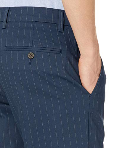 Goodthreads - Pantalón chino sin arrugas, ajustado, para hombre, Rayas azul marino, 40W x 36L
