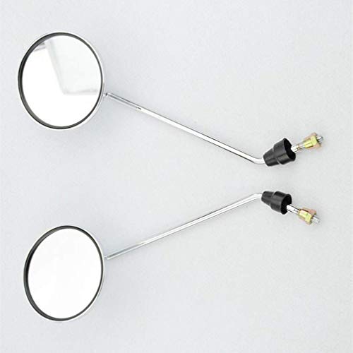 GOOFIT 8mm Espejo Retrovisor Moto Circular Universal para 50cc 125cc 150cc 250cc Scooter Ciclomotor Pit Bike ATV Plata