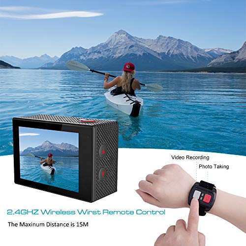 GOOKAM Cámara Deportiva 4K WiFi 20MP 170 Amplio ángulo, Camara Acción Sumergible 40M con 2.4G Remoto y Micrófono Externo, Cámara Acuática con 2 Baterías de 1050mAh y Accesorios Multiples-GO 2