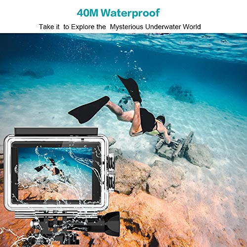 GOOKAM Cámara Deportiva 4K WiFi 20MP 170 Amplio ángulo, Camara Acción Sumergible 40M con 2.4G Remoto y Micrófono Externo, Cámara Acuática con 2 Baterías de 1050mAh y Accesorios Multiples-GO 2