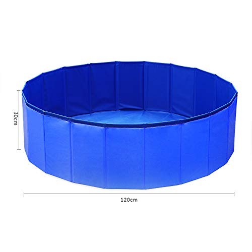GoPetee Piscina para Perros Mascotas Plegable Bañera para Mascotas Plegable Baño Portátil para Perros y Gatos Pequeños Medianos y Grandes Interior o Exterior ((L 120 x 30 cm) Azul)