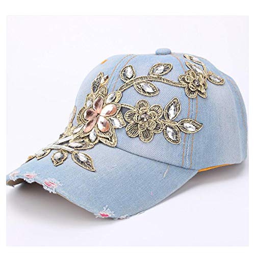 Gorra de béisbol de algodón Lavable a la Moda para Mujer Gorra de Vaquero del Rin de la Flor de Dama de Moda de Ginebra Gorra de Alpinismo Gorra para sombrilla