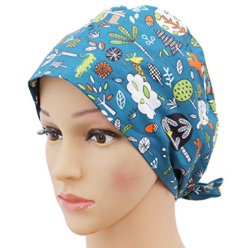 gorra de trabajo unisex algodón estampado bosque gorro de belleza para hombres mujeres mantener el cabello limpio gorra de trabajo
