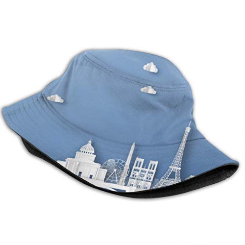 Gorra para el Sol Escena de la Ciudad Arquitecturas Famosas Sombrero para el Sol con Cubo de París para Hombres Mujeres Protección Gorra de Pescador de Verano empaquetable
