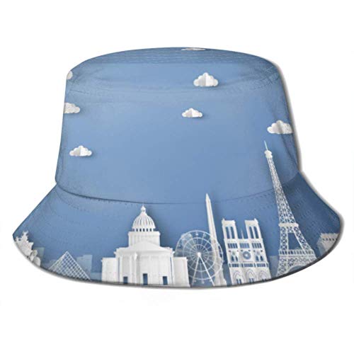 Gorra para el Sol Escena de la Ciudad Arquitecturas Famosas Sombrero para el Sol con Cubo de París para Hombres Mujeres Protección Gorra de Pescador de Verano empaquetable
