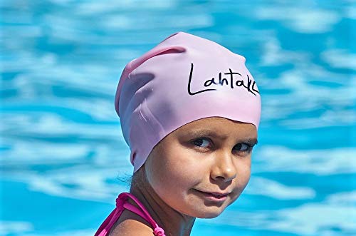 Gorro de Natación Para Pelo Largo Infantil - Gorro de Baño Para Niñas, Niños y Adolescentes con Rastas o Pelo Largo y Rizado - Gorro de Piscina de Silicona 100% Hipoalergénica (Cuarzo Rosa M)