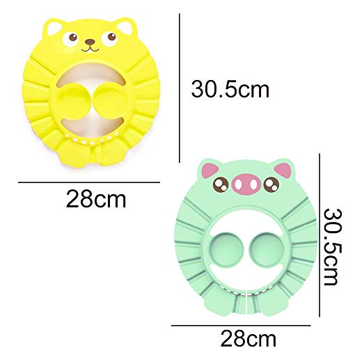 Gorro Ducha Niños, Gorro de Ducha Bebé, Ajustable Gorro de Ducha para Bebé, Gorra de Ducha para Bebé Impermeable, Silicona Suave Con Protección, para Niños Pequeños, Bebés, Niños (Verde amarillo)