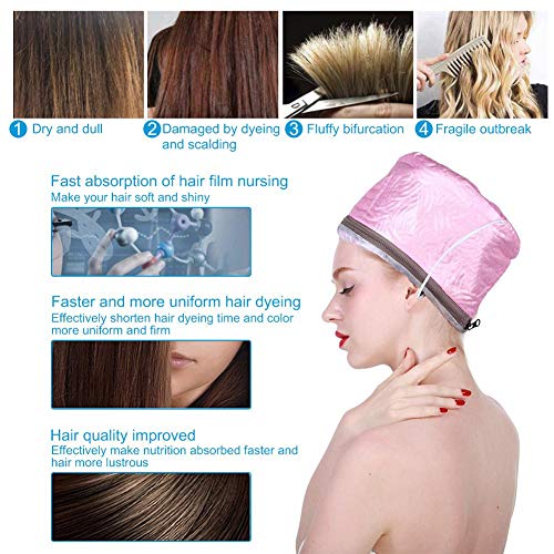 Gorro térmico para el cabello con vapor térmico, control de temperatura desmontable y semicircular Calefacción Tratamiento para el cuidado del cabello SPA Sombrero para el tratamiento en el hogar para