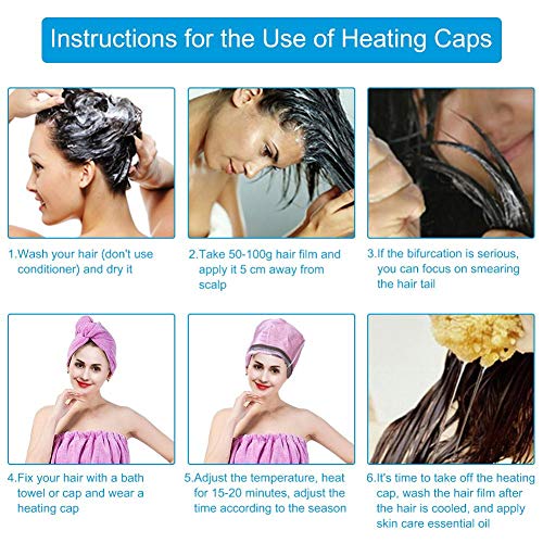 Gorro térmico para el cabello con vapor térmico, control de temperatura desmontable y semicircular Calefacción Tratamiento para el cuidado del cabello SPA Sombrero para el tratamiento en el hogar para