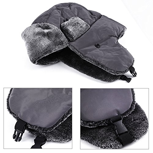 Gorros Orejeras Pasamontañas de Esquí a Prueba de Viento Sombrero de Trampero 3 Colores(negro)