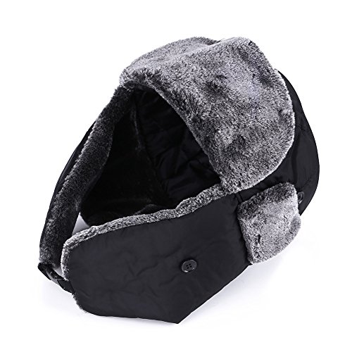 Gorros Orejeras Pasamontañas de Esquí a Prueba de Viento Sombrero de Trampero 3 Colores(negro)