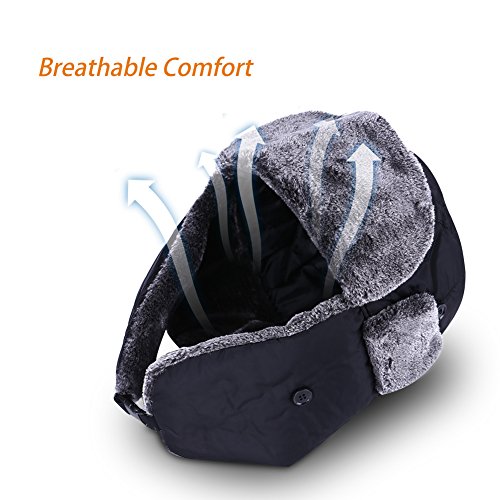 Gorros Orejeras Pasamontañas de Esquí a Prueba de Viento Sombrero de Trampero 3 Colores(negro)