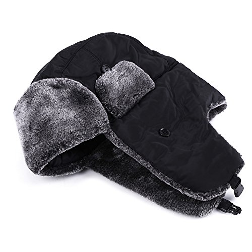 Gorros Orejeras Pasamontañas de Esquí a Prueba de Viento Sombrero de Trampero 3 Colores(negro)