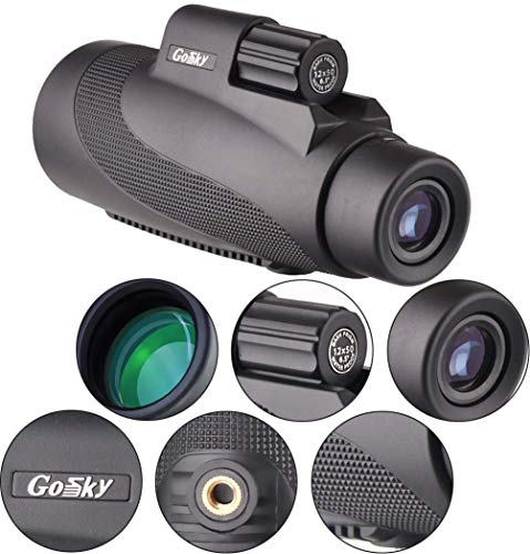 Gosky - Telescopio monocular de Alta definición y Soporte rápido (Gosky 12x 50 monocular with Adapter)