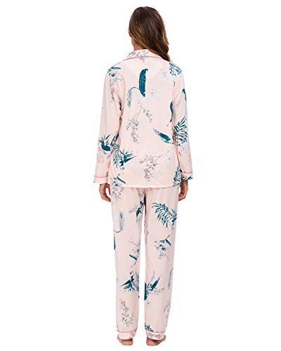 GOSO Pijama para Mujer - Pijama de Manga Larga con Botones para Mujer - Conjunto de Pijama de Manga Larga Floral para Mujer