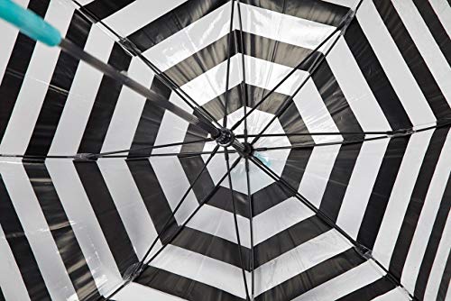 GOTTA Paraguas Transparente Largo de Mujer con Forma de cúpula. Antiviento y Manual. Estampado Rayas - Azul