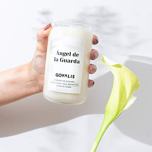 GOVALIS Vela Ángel de la Guarda | Perfumadas y Aromáticas | Cera de Soja & Coco 100% Natural – Velas Recuerdos Relajación Decorativas Yoga Cumpleaños Regalos Originales – 70-90 h – 390 g