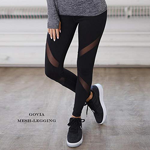 GoVIA Libella Mujer Ropa Deportiva Leggings Mesh Fitness Mujeres Yoga Pantalones Malla Costura Deporte Gym Medias 4132 Noir S/M