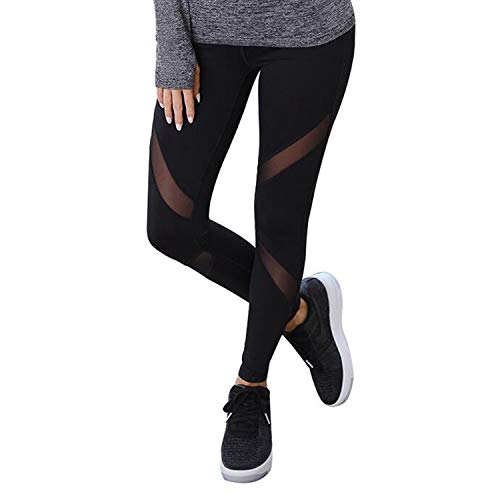 GoVIA Libella Mujer Ropa Deportiva Leggings Mesh Fitness Mujeres Yoga Pantalones Malla Costura Deporte Gym Medias 4132 Noir S/M