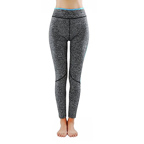 GoVIA L&K-II Leggins para Damas Pantalones Deportivos Largos para Training Running Yoga Fitness Transpirables con Cintura Alta 4113 Azul S/M