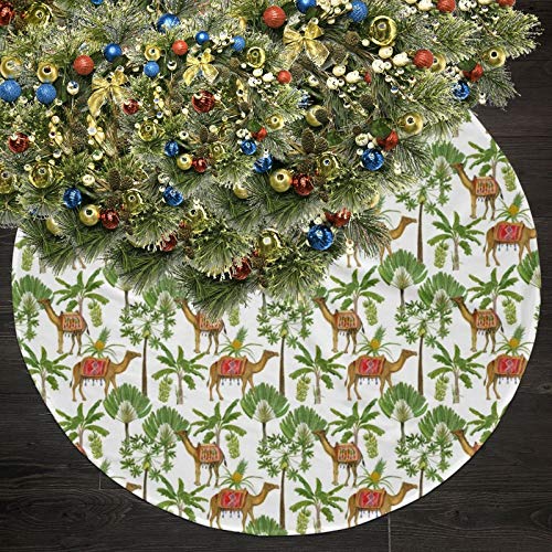 GOWINEU Camel Palm Tree Colorful Vintage Tree Falda Fiesta Decoración Regalo para niños, Mujeres Talla única 36 Pulgadas Redondas