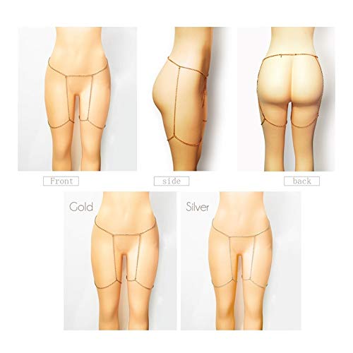 GQDZ Cadena cristalina del color del verano Playa de plata del muslo de la pierna del cuerpo del bikini Beach joyería del cuerpo del vientre de la cintura del collar de Enlace for las mujeres la caden