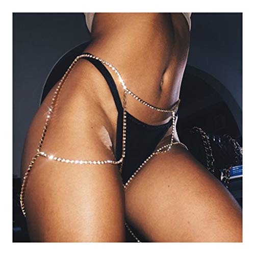 GQDZ Cadena cristalina del color del verano Playa de plata del muslo de la pierna del cuerpo del bikini Beach joyería del cuerpo del vientre de la cintura del collar de Enlace for las mujeres la caden