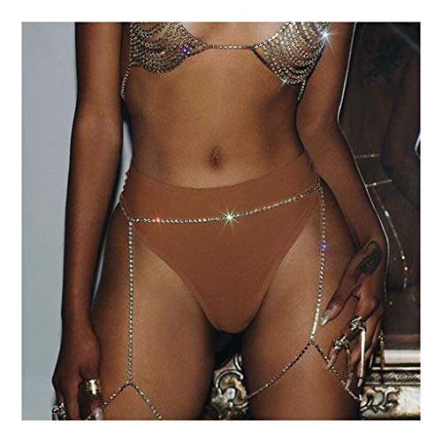 GQDZ Cadena cristalina del color del verano Playa de plata del muslo de la pierna del cuerpo del bikini Beach joyería del cuerpo del vientre de la cintura del collar de Enlace for las mujeres la caden
