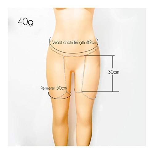 GQDZ Cadena cristalina del color del verano Playa de plata del muslo de la pierna del cuerpo del bikini Beach joyería del cuerpo del vientre de la cintura del collar de Enlace for las mujeres la caden