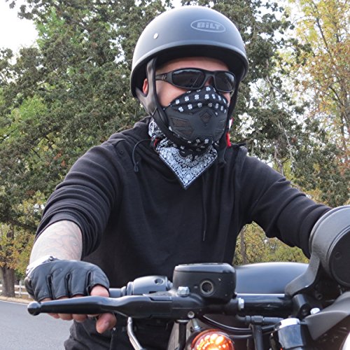 Grace Folly Half Face Mask for Cold Winter Weather. Use This Half Balaclava for Snowboarding, Ski, Motorcycle. (Many Colors) (Bandana- BW)