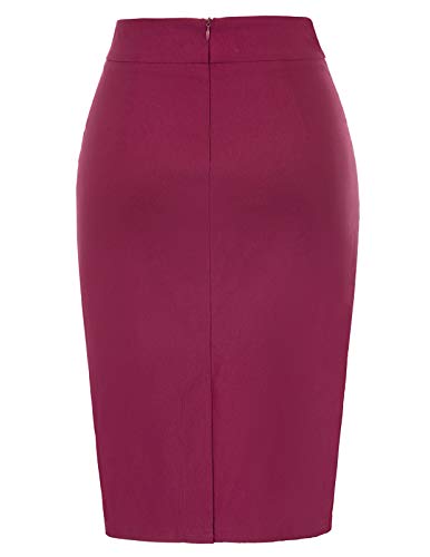 GRACE KARIN Mujer Falda Làpiz hasta la Rodilla Vino Bodycon Falda de Tubo para Mujeres Tamaño 2XL CL873-2