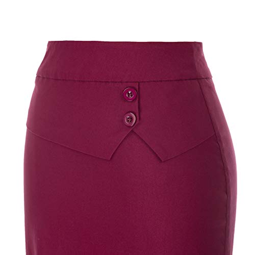 GRACE KARIN Mujer Falda Làpiz hasta la Rodilla Vino Bodycon Falda de Tubo para Mujeres Tamaño 2XL CL873-2