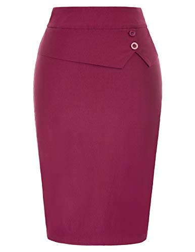 GRACE KARIN Mujer Falda Làpiz hasta la Rodilla Vino Bodycon Falda de Tubo para Mujeres Tamaño 2XL CL873-2