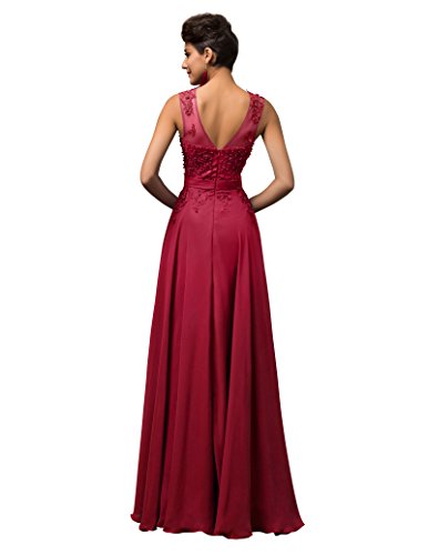 GRACE KARIN Vestidos Rojo Oscuros Vestido de Fiesta Larga Elegante Encaje Floral Tallas Grandes 52