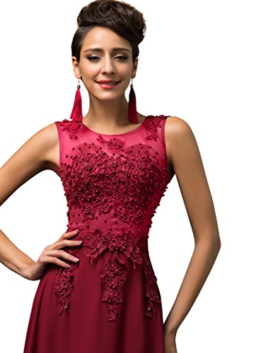 GRACE KARIN Vestidos Rojo Oscuros Vestido de Fiesta Larga Elegante Encaje Floral Tallas Grandes 52
