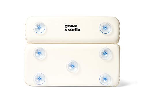 Grace & Stella Almohada de baño Diseño de 2 Paneles para Soporte de Hombro y Cuello, con ventosas. Ideal para Jacuzzi, SPA en casa