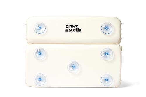 Grace & Stella Almohada de baño Diseño de 2 Paneles para Soporte de Hombro y Cuello, con ventosas. Ideal para Jacuzzi, SPA en casa